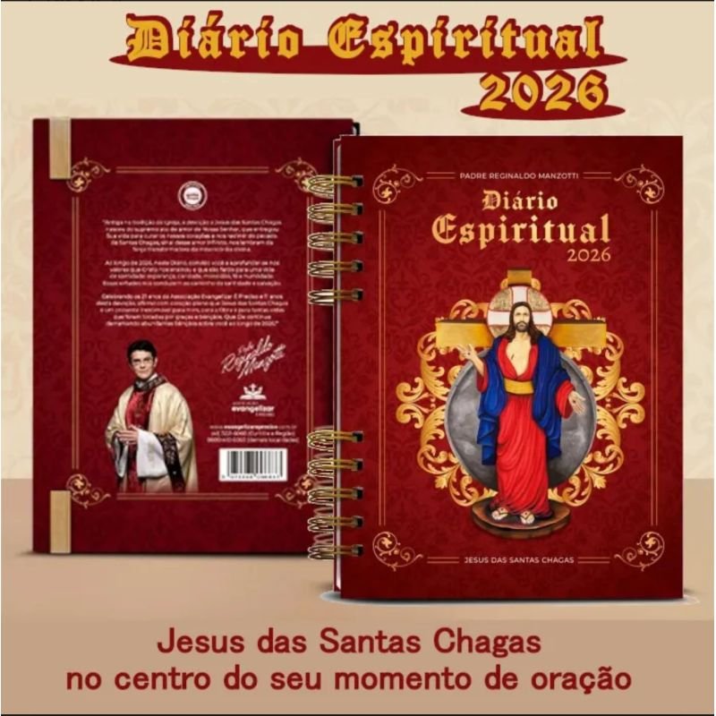 Diário Espiritual 2026 Padre Reginaldo Manzotti Capa Classica vermelha