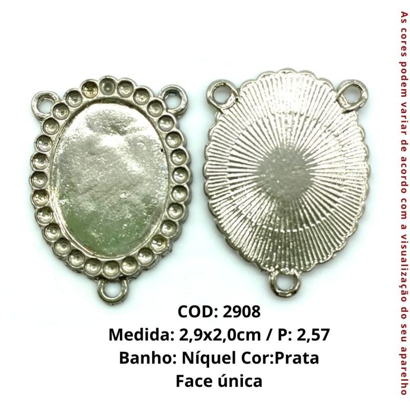 Entremeio/Relicário para Personalização Medida:2,9 x 2,0cm - Aplicação de strass- Pacote com 5 un