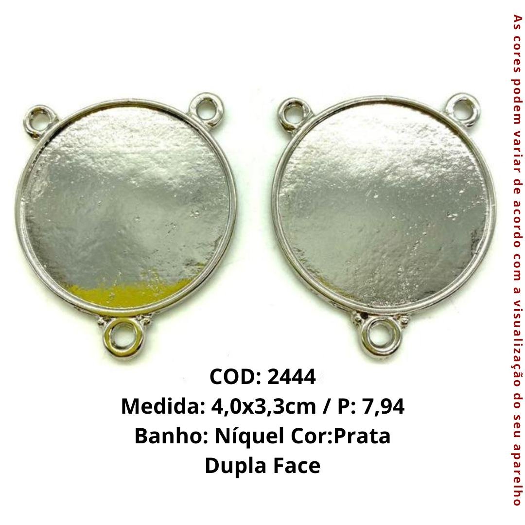 Entremeio/relicário para personalização Medida:4,0x3,3cm Cor:Níquel Cor Prata (Pacote com 5 UN)