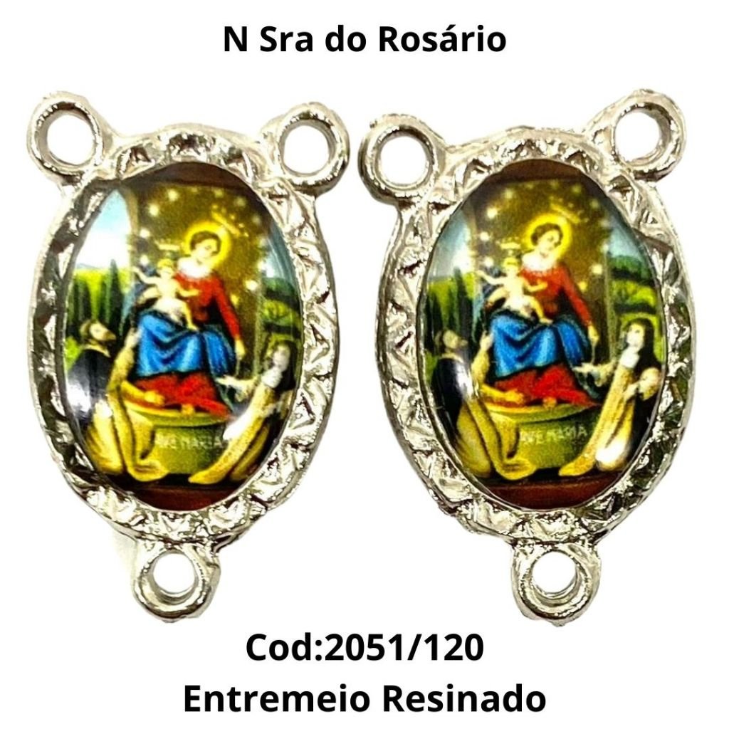 Entremeio Resinado - Nossa Sra do Rosário - para Terço: (PCT C/ 5) 2,3cm X 1,4 cm