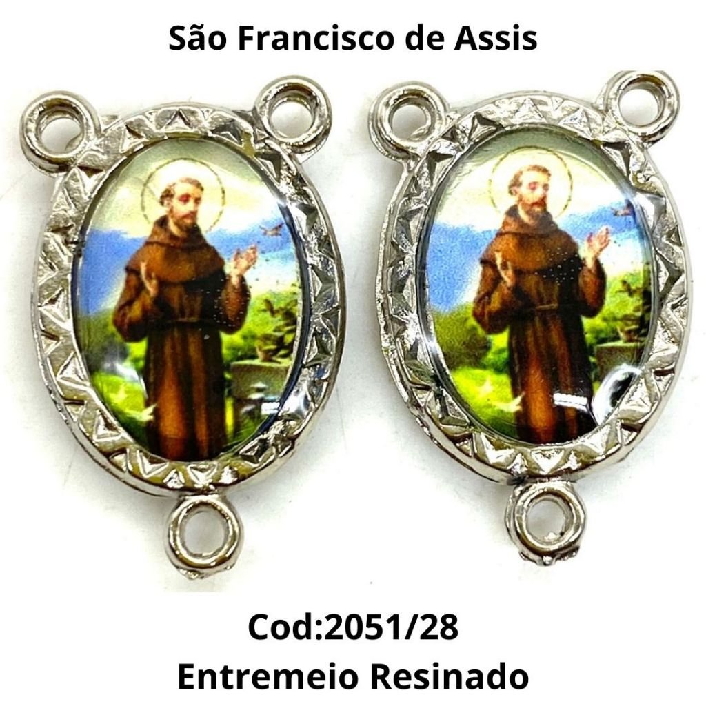 Entremeio Resinado 28 - São Francisco de Assis - p Terço: (PCT C/ 5) 2,3cm X 1,4 cm