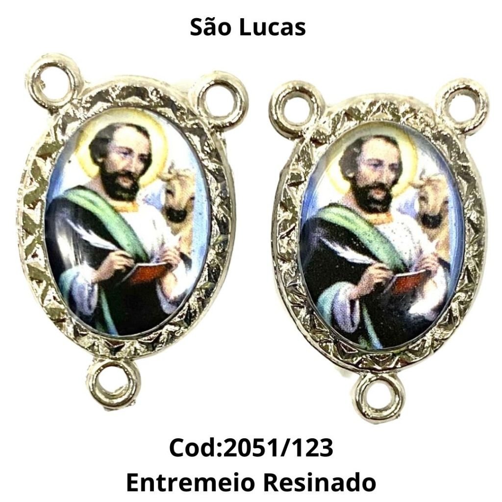 Entremeio Resinado 123 - São Lucas - p Terço: (PCT C/ 5) 2,3cm X 1,4 cm
