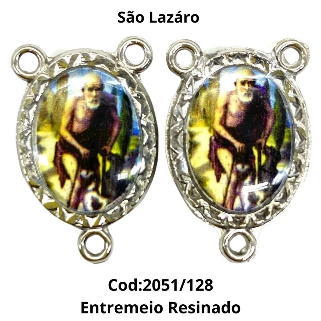 Entremeio Resinado 128 - São Lázaro - p Terço: (PCT C/ 5) 2,3cm X 1,4 cm