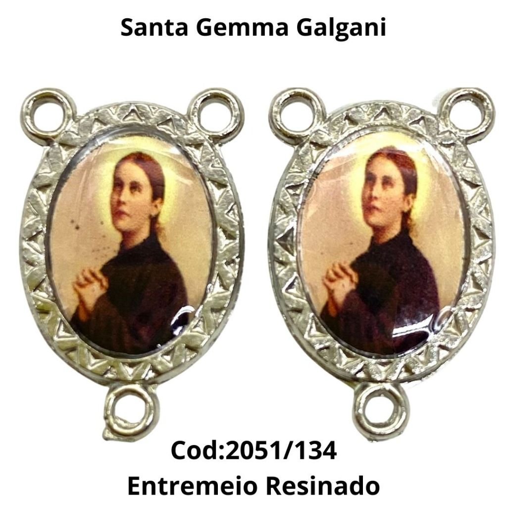 Entremeio Resinado 134 - Santa Gemma Galgani - 2,3cm X 1,4 cm- Pacote c/ 5 unidades