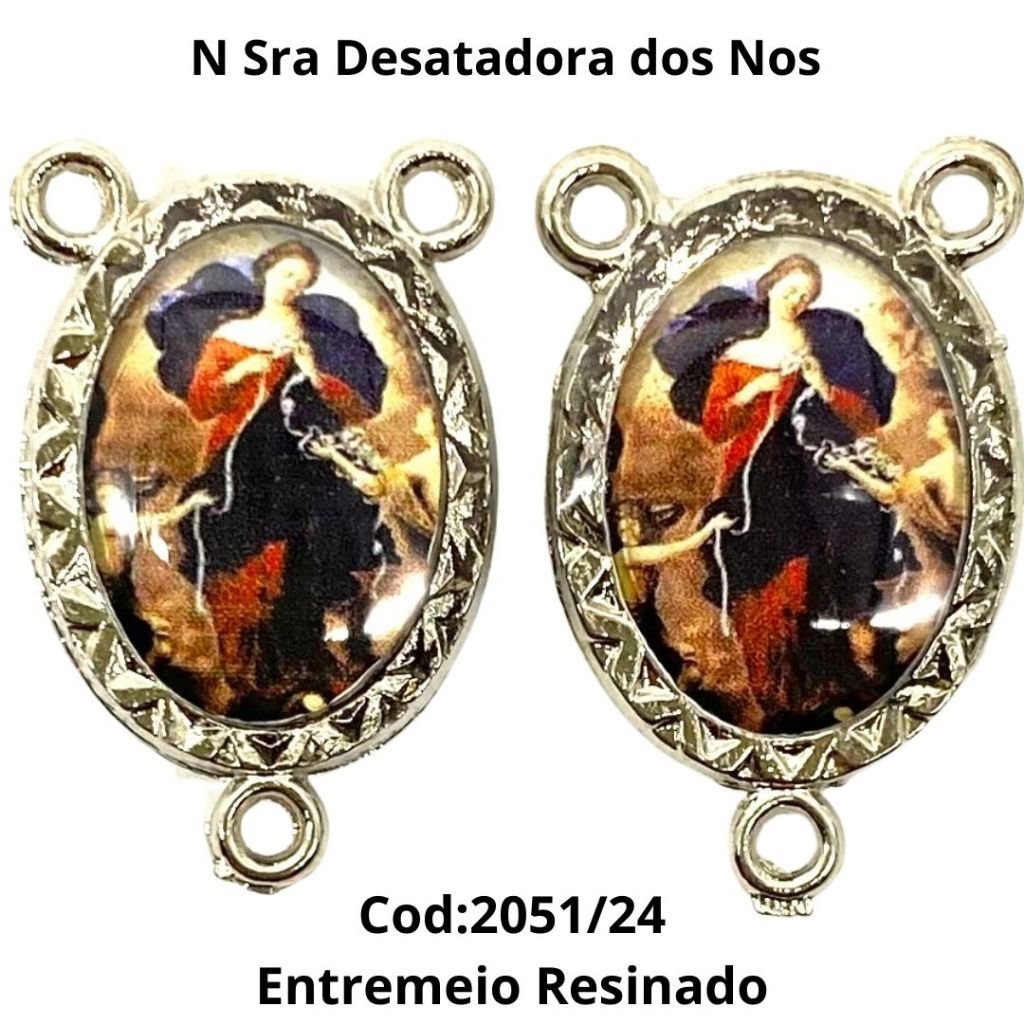 Entremeio Resinado 24 -Nossa Sra Desatadora dos Nós - para Terço: (PCT C/ 5) 2,3cm X 1,4 cm