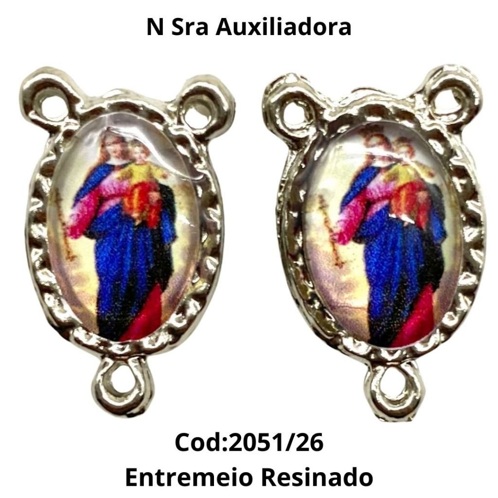 Entremeio Resinado 26 - Nossa Senhora Auxiliadora - p Terço: (PCT C/ 5) 2,3cm X 1,4 cm