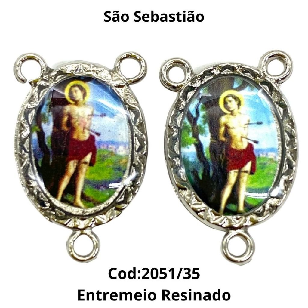 Entremeio Resinado 35 - São Sebastião - p Terço: (PCT C/ 5) 2,3cm X 1,4 cm