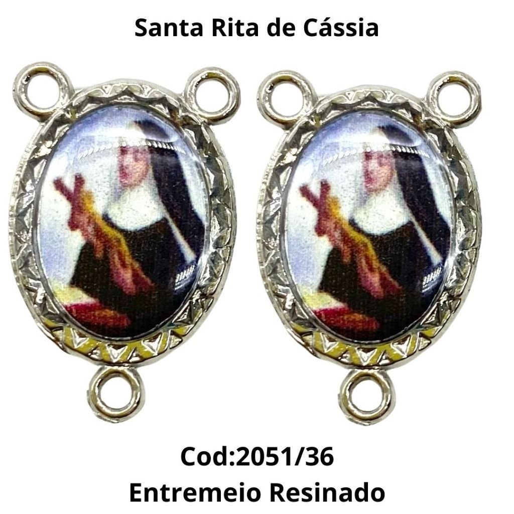 Entremeio Resinado 37 - N Sra da sàude Terço:(PCT C/ 5) 2,3cm X 1,4 cm