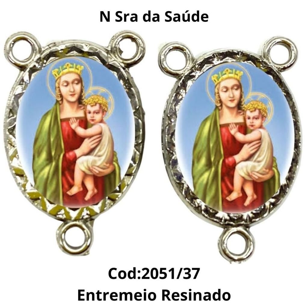 Entremeio Resinado 37 - N Sra da sàude Terço:(PCT C/ 5) 2,3cm X 1,4 cm