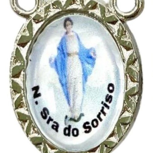 Entremeio Resinado 3708 - Nossa Senhora Aparecida / Terço das Mulheres - para Terço: (PCT C/ 5) 2,3cm X 1,4 cm