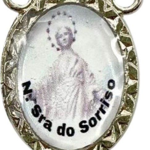 Entremeio Resinado 3708 - Nossa Senhora Aparecida / Terço das Mulheres - para Terço: (PCT C/ 5) 2,3cm X 1,4 cm
