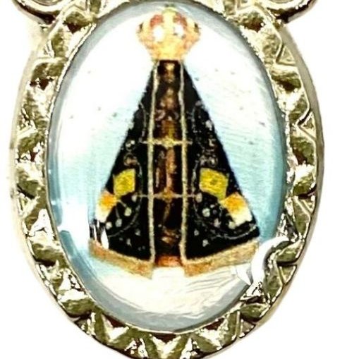 Entremeio Resinado 3708 - Nossa Senhora Aparecida / Terço das Mulheres - para Terço: (PCT C/ 5) 2,3cm X 1,4 cm