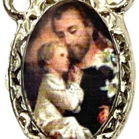 Entremeio Resinado 3711 - São José / Nossa Senhora de Fátima com Pastorinhos - para Terço: (PCT C/ 5) 2,3cm X 1,4 cm