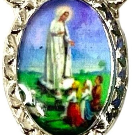 Entremeio Resinado 3711 - São José / Nossa Senhora de Fátima com Pastorinhos - para Terço: (PCT C/ 5) 2,3cm X 1,4 cm