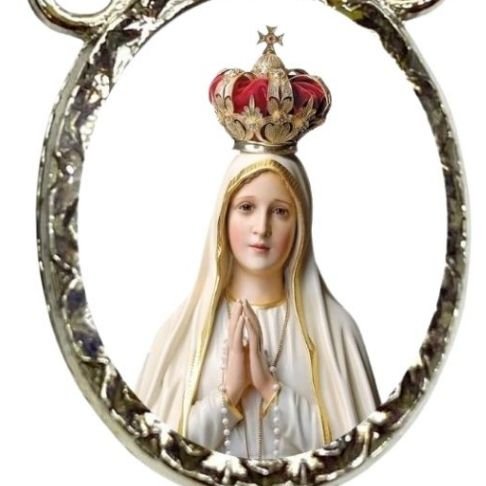 Entremeio Resinado 44 - Nossa Senhora de Fátima - fundo branco - p Terço:(PCT C/ 5) 2,3cm X 1,4 cm