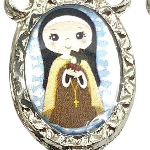 Entremeio Resinado 4781 - Santa Terezinha (Infantil) - para Terço: (PCT C/ 5) 2,3cm X 1,4 cm