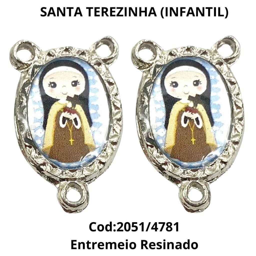 Entremeio Resinado 4781 - Santa Terezinha (Infantil) - para Terço: (PCT C/ 5) 2,3cm X 1,4 cm