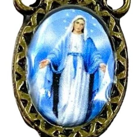 Entremeio Resinado 4782 - N. Sra das Graças / Medalha Milagrosa - para Terço: (PCT C/ 5) 2,3cm X 1,4 cm