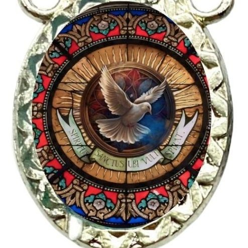 Entremeio Resinado 5426 - Espirito Santo / Sagrado Coração para Terço: (PCT C/ 5) 2,3cm X 1,4 cm