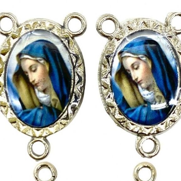 Entremeio Resinado 72 - N. Sra. das Dores - para Terço: (PCT C/ 5) 2,3cm X 1,4 cm