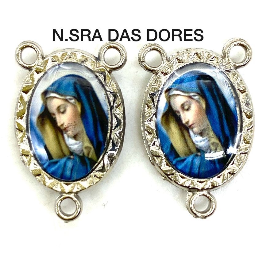 Entremeio Resinado 72 - N. Sra. das Dores - para Terço: (PCT C/ 5) 2,3cm X 1,4 cm