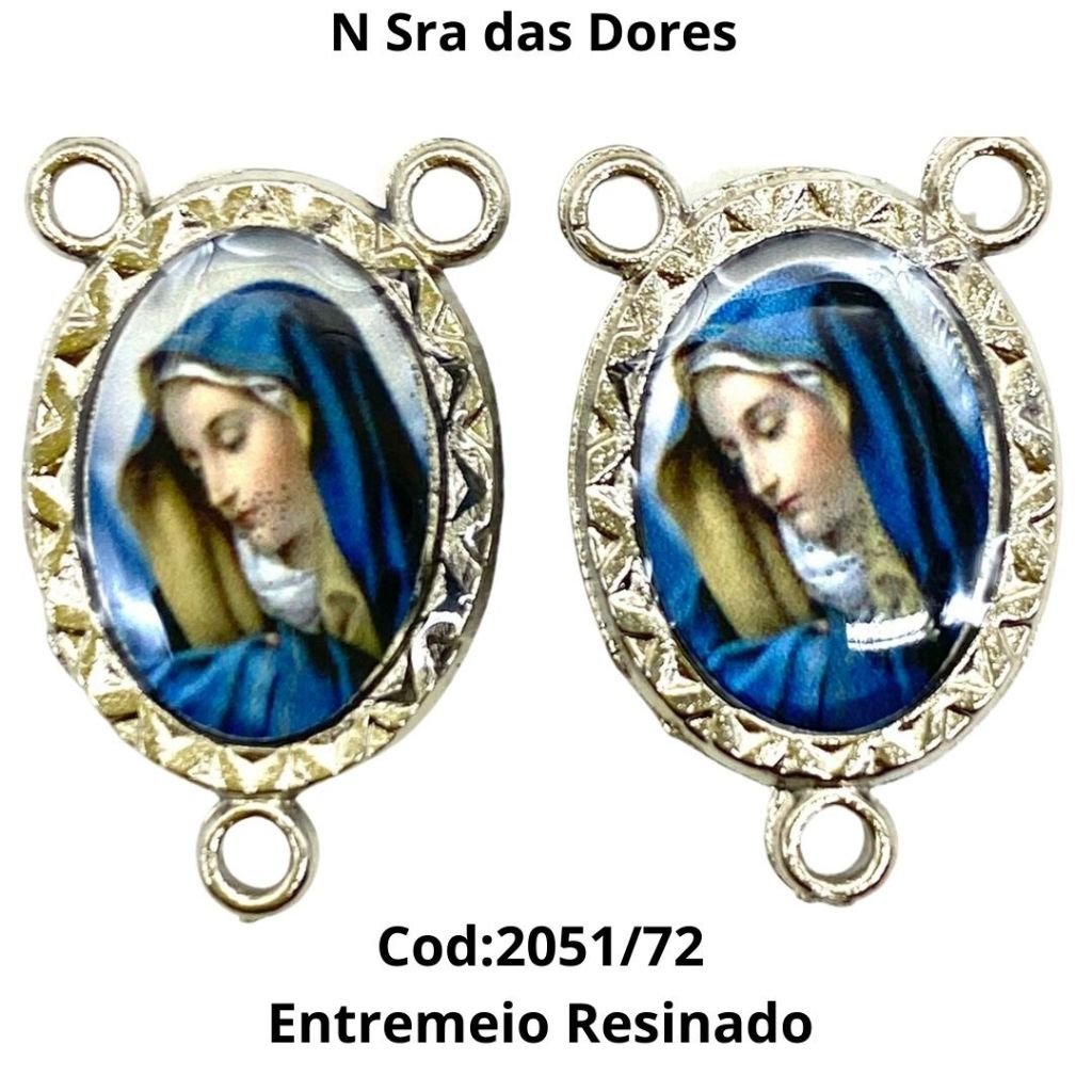 Entremeio Resinado 72 - N. Sra. das Dores - para Terço: (PCT C/ 5) 2,3cm X 1,4 cm