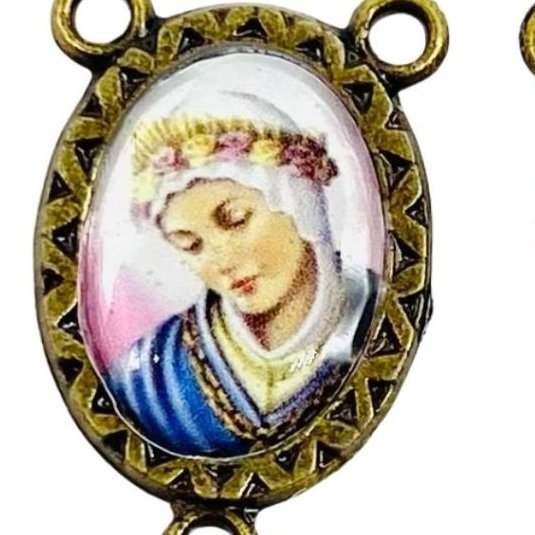 Entremeio Resinado 77.2 - N. Sra de La Salette - para Terço: (PCT C/ 5) 2,3cm X 1,4 cm - Ouro Velho