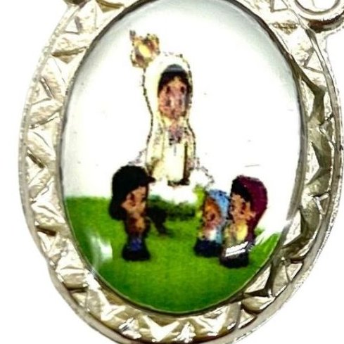 Entremeio Resinado 776 - N Sra Fatíma c/ Jesus Ressucitado - para Terço: (PCT C/ 5) 2,3cm X 1,4 cm