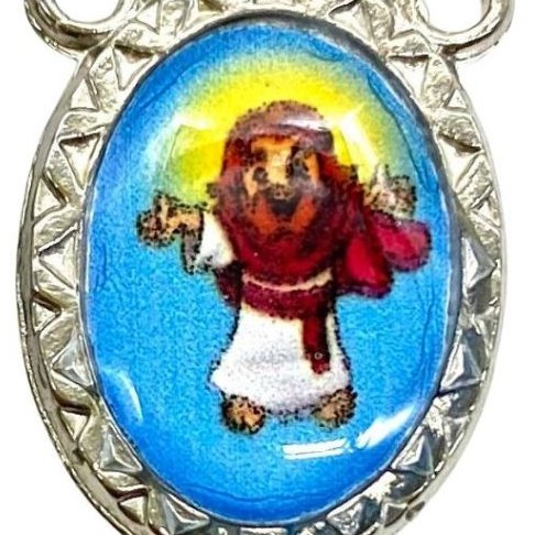 Entremeio Resinado 776 - N Sra Fatíma c/ Jesus Ressucitado - para Terço: (PCT C/ 5) 2,3cm X 1,4 cm