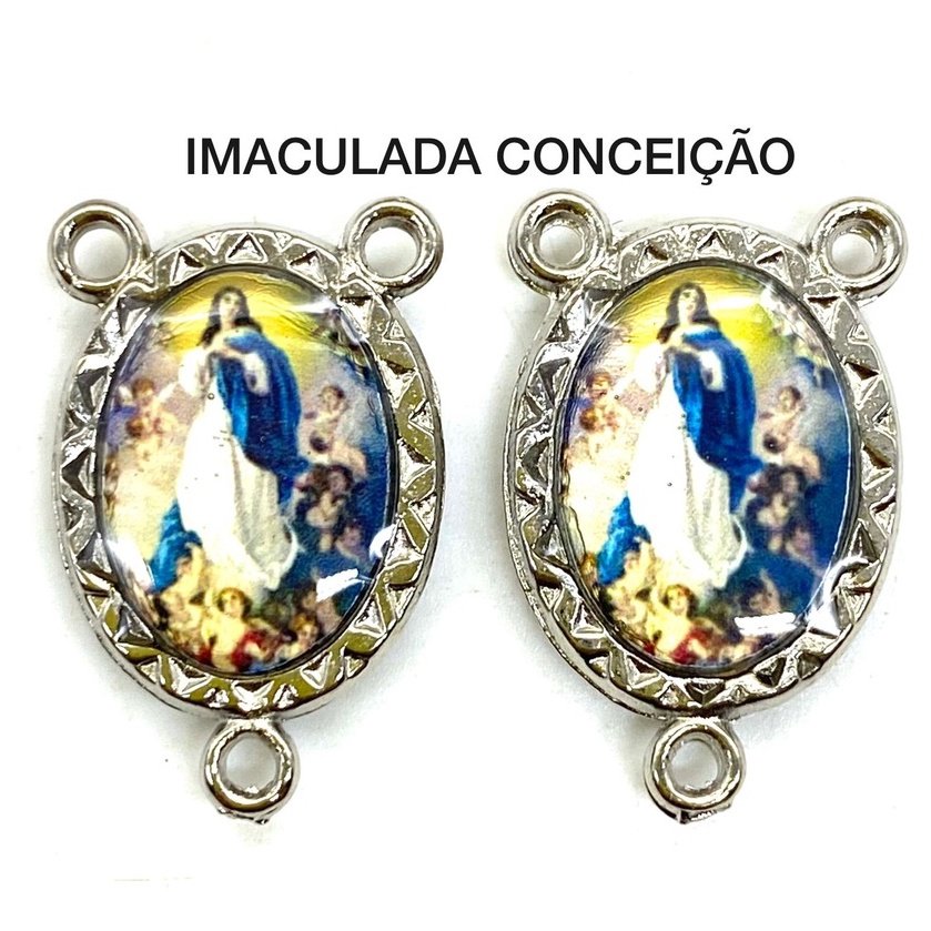 Entremeio Resinado 91 - Imaculada Conceição - p Terço: (PCT C/ 5) 2,3cm X 1,4 cm