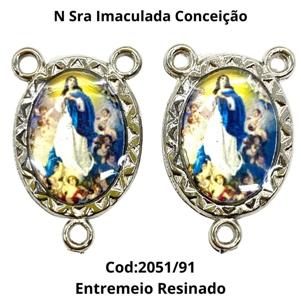 Entremeio Resinado 91 - Imaculada Conceição - p Terço: (PCT C/ 5) 2,3cm X 1,4 cm