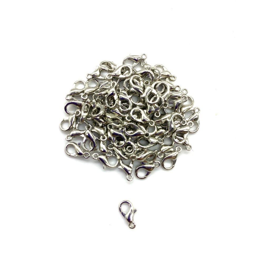 Fecho Lagosta cor prata - 14mm - 50 unidades. =>Alta qualidade!