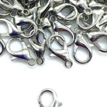 Fecho Lagosta cor prata - 14mm - 50 unidades. =>Alta qualidade!