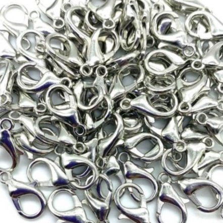 Fecho Lagosta cor prata - 14mm - 50 unidades. =>Alta qualidade!