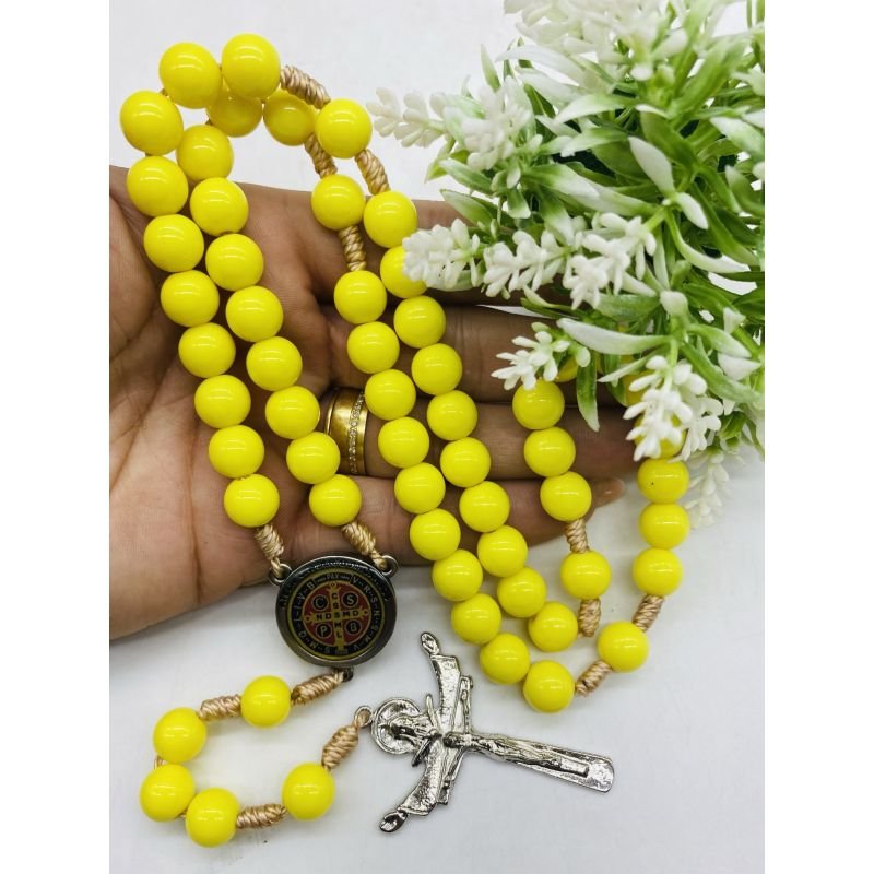 Cod: SN2034/10MM Terço Mariano 10mm (Cor: Amarelo Resina)