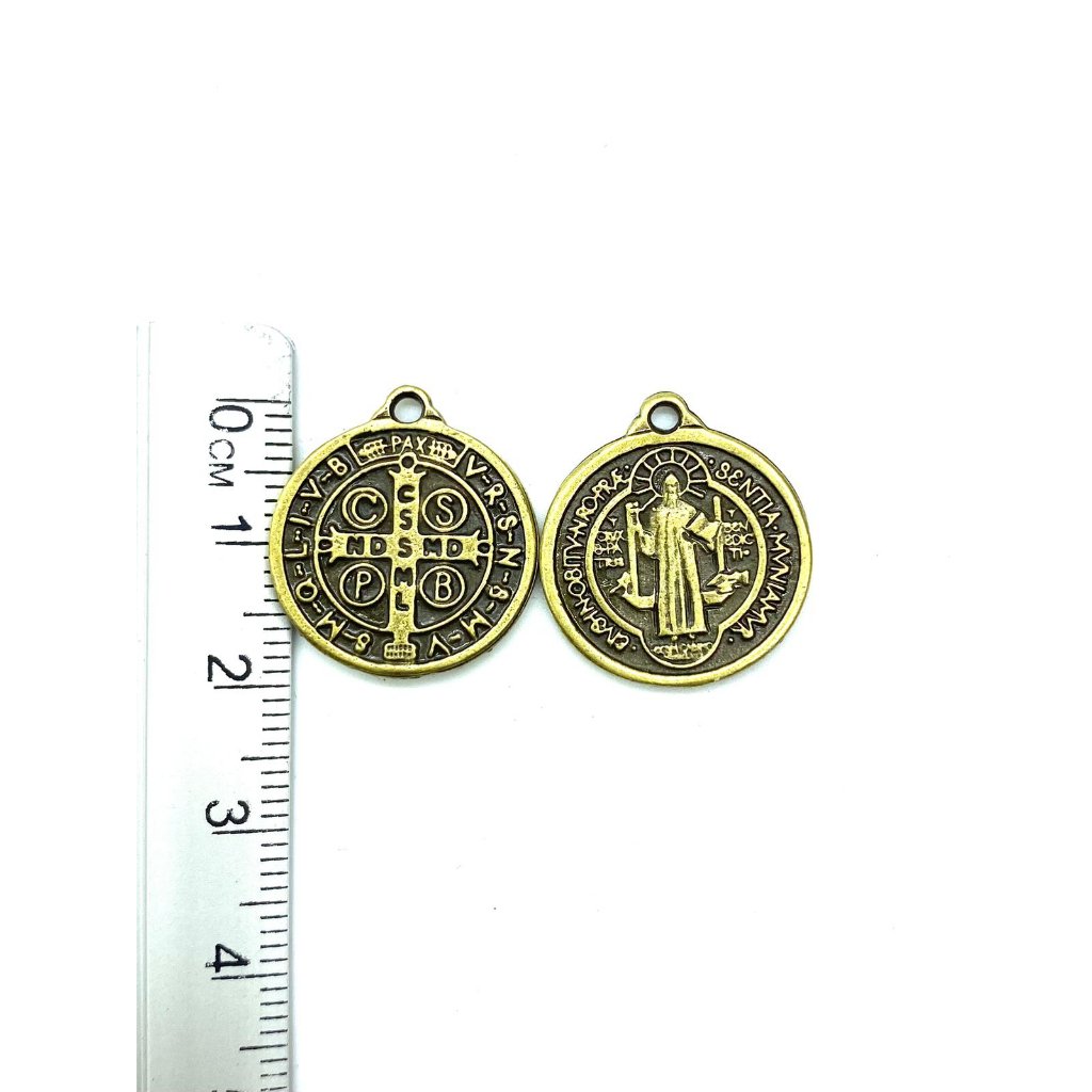 Medalha São Bento - Ouro Velho - 2,0 x 1,9 ( Pacote com 10un)