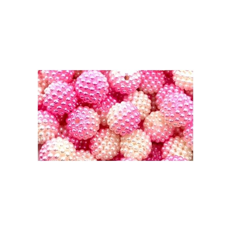 Bolinha Passante Rosa mesclado com Pérola- Craquelada 12mm