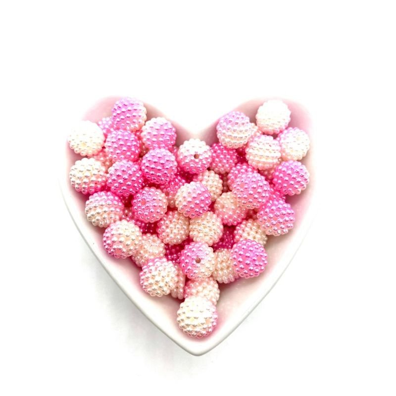 Bolinha Passante Rosa mesclado com Pérola- Craquelada 12mm