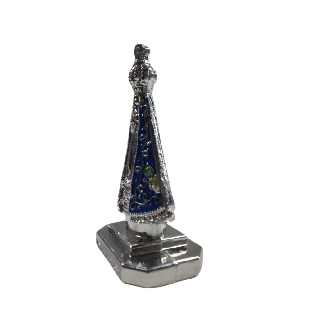 Painel de Carro - Nossa Senhora Aparecida- Prata com Azul ( com Bandeira ) - Maior