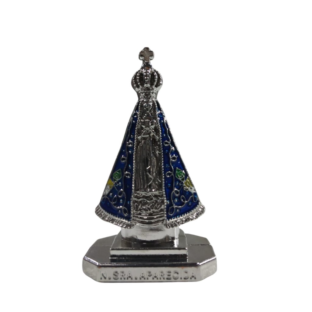 Painel de Carro - Nossa Senhora Aparecida- Prata com Azul ( com Bandeira ) - Maior