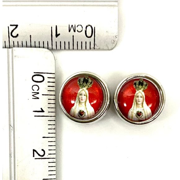 Passante 33 Nossa Senhora de Fátima Fundo Vermelho ( Pacote ) - Resinado - 1,2 cm X 0,74 cm