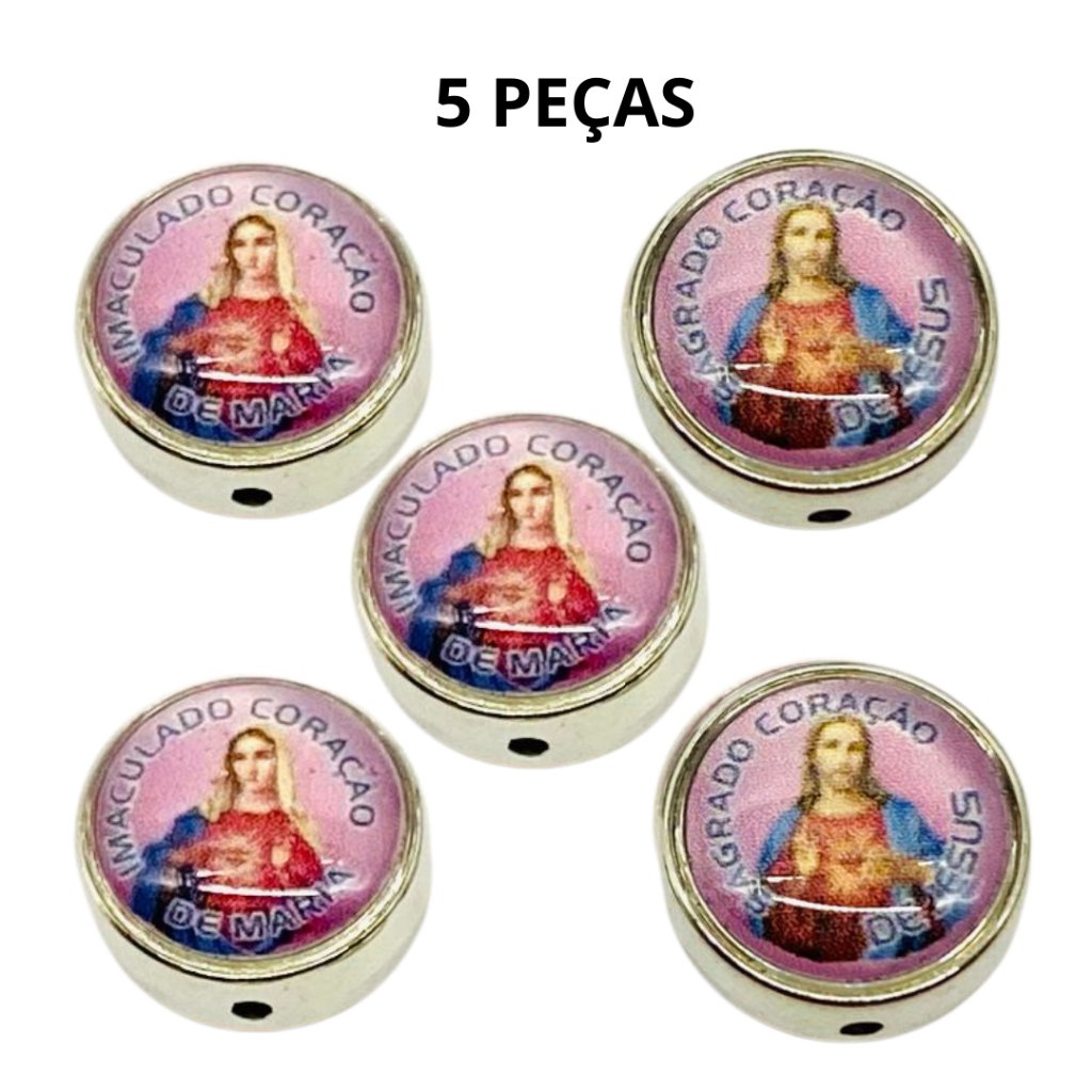 Passante 71 Sagrado Coração de Jesus / Imaculado Coração de Maria ( Pacote ) - Resinado - 1,2 cm X 1,2cm