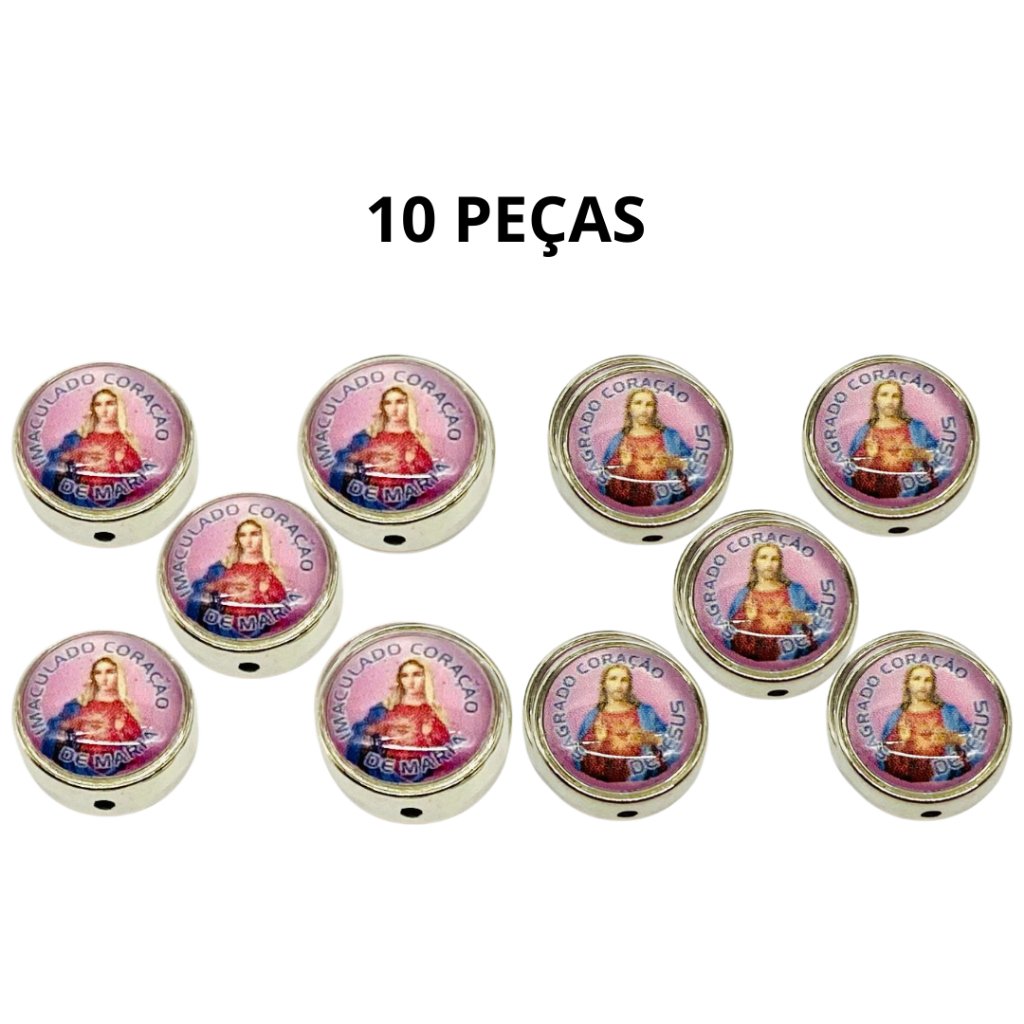 Passante 71 Sagrado Coração de Jesus / Imaculado Coração de Maria ( Pacote ) - Resinado - 1,2 cm X 1,2cm