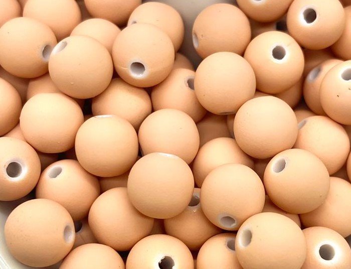 Bolinha passante 10mm Rosa pêssego nude- emborrachada