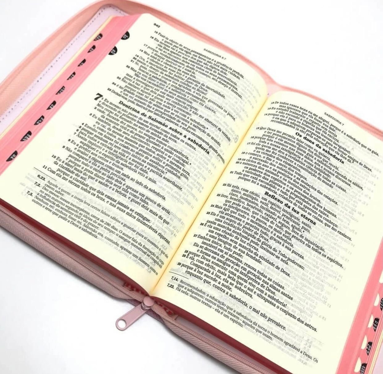 Bíblia Sagrada Ave Maria Letra Maior Rosa Com Zíper