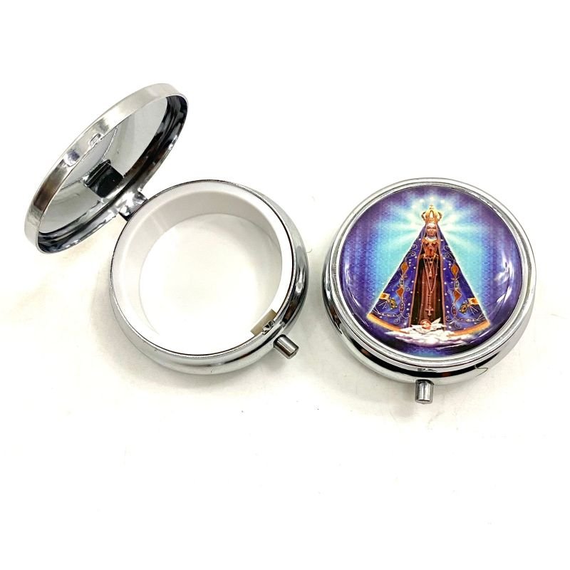 COD:1458 Teca - Imagem N Sra Aparecida com fundo azul