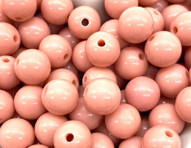Bolinha passante Rosa Pessego - Resinada/Leitosa 10mm