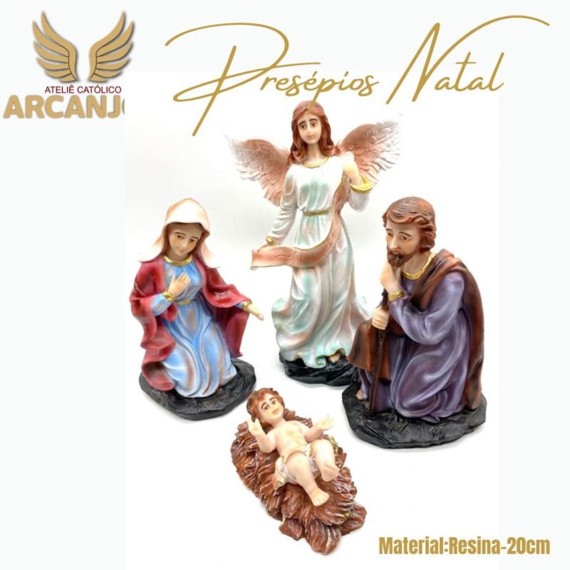 Cod: 2810-Presépio Natal completo 11 Peças - 20cm (Material Resina)