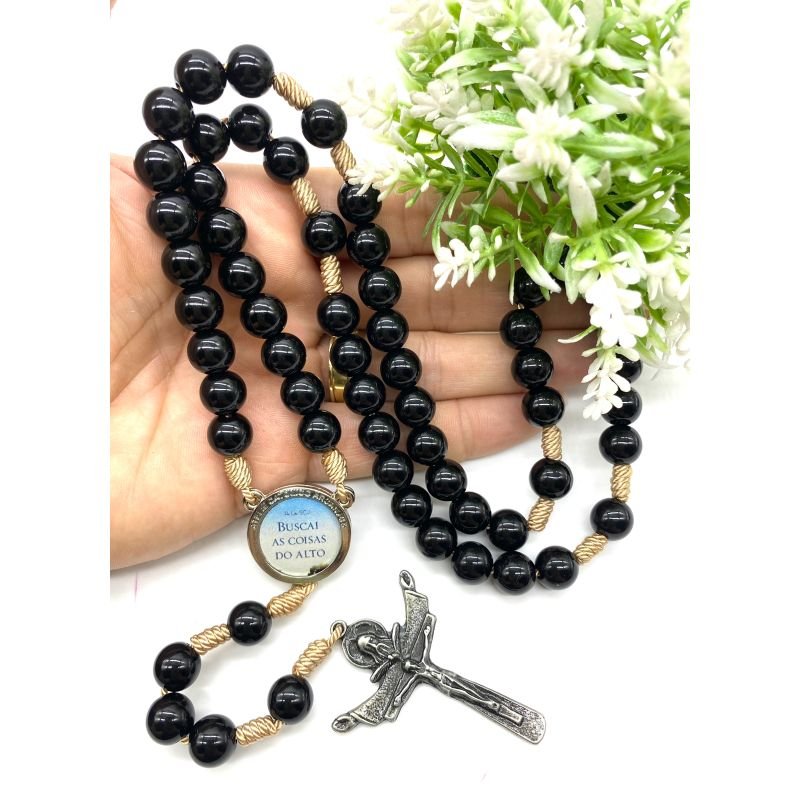 Cod: 2960 - Terço Padre Léo - Preto Resina