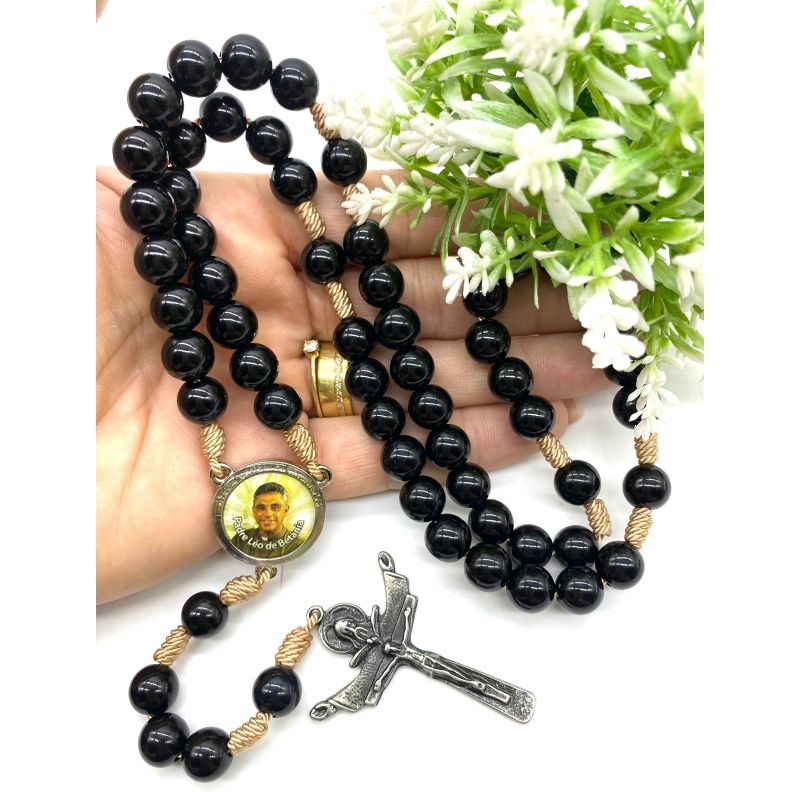 Cod: 2960 - Terço Padre Léo - Preto Resina
